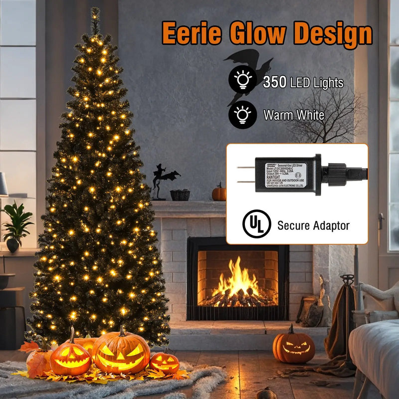 Pre-lit Christmas Halloween Tree with PVC Branch Tips and Warm White Lights by DirectDeals