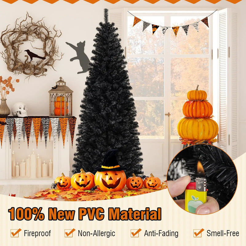 Pre-lit Christmas Halloween Tree with PVC Branch Tips and Warm White Lights by DirectDeals