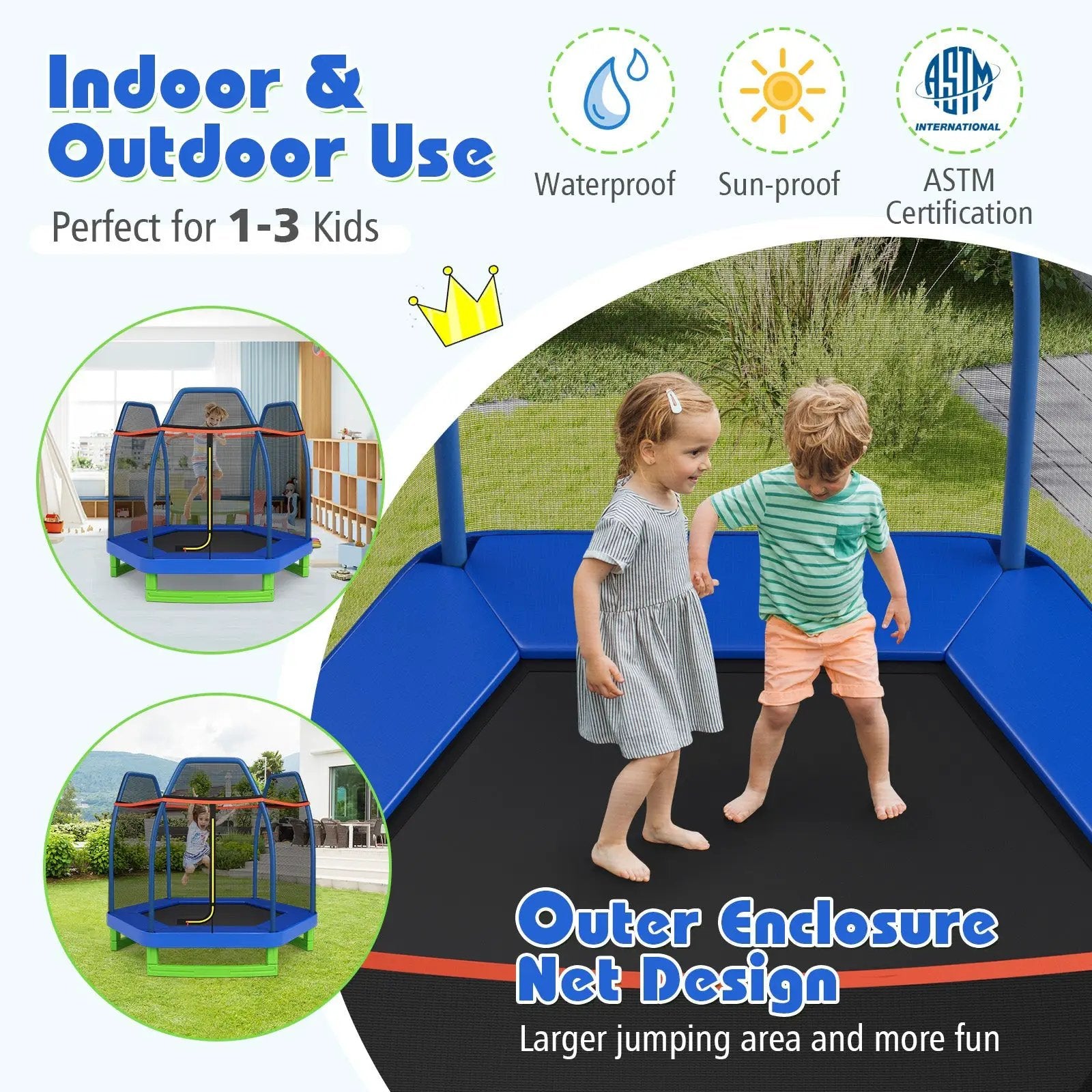 7 Feet Kids Recreational Bounce Jumper Trampoline by DirectDeals