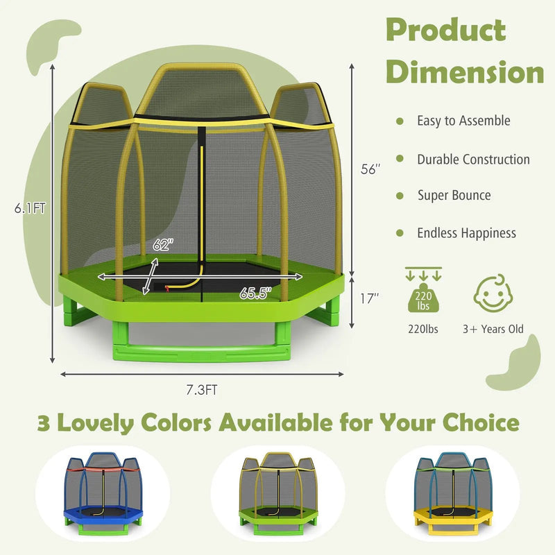 7 Feet Kids Recreational Bounce Jumper Trampoline by DirectDeals