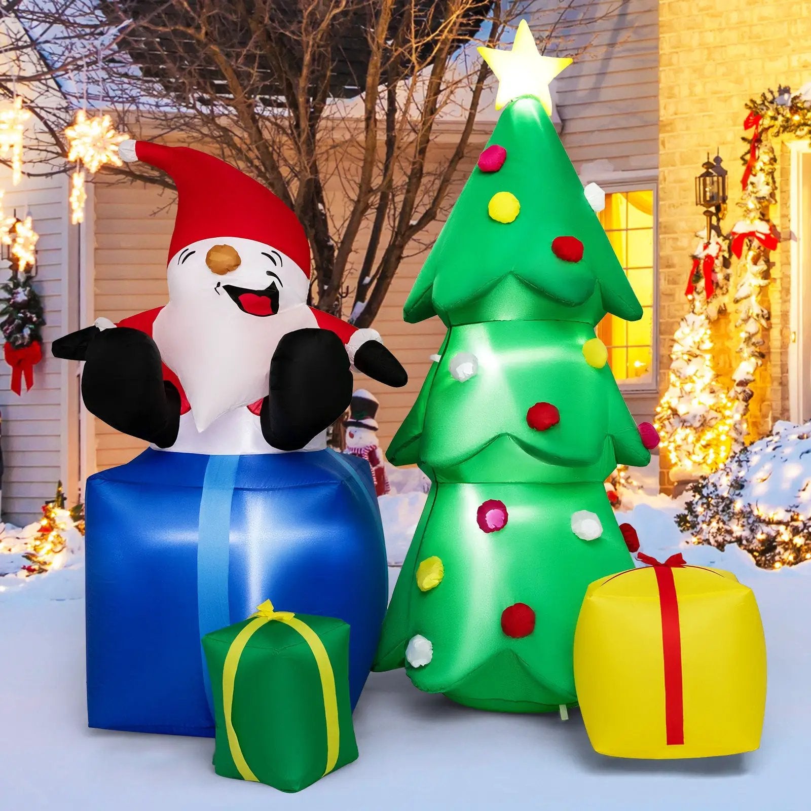7 Feet Lighted Santa Claus and Christmas Tree with Gift Boxes by DirectDeals