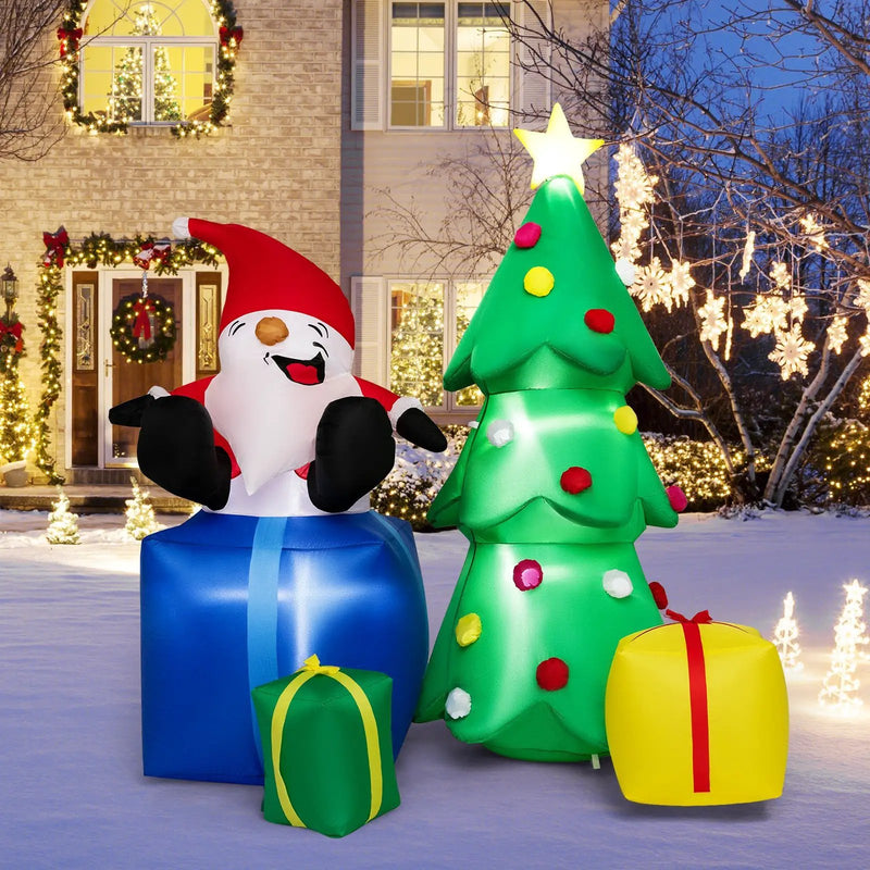 7 Feet Lighted Santa Claus and Christmas Tree with Gift Boxes by DirectDeals