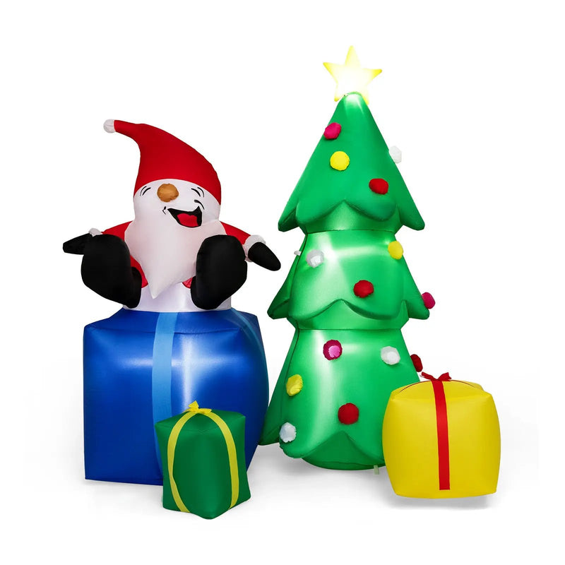 7 Feet Lighted Santa Claus and Christmas Tree with Gift Boxes by DirectDeals