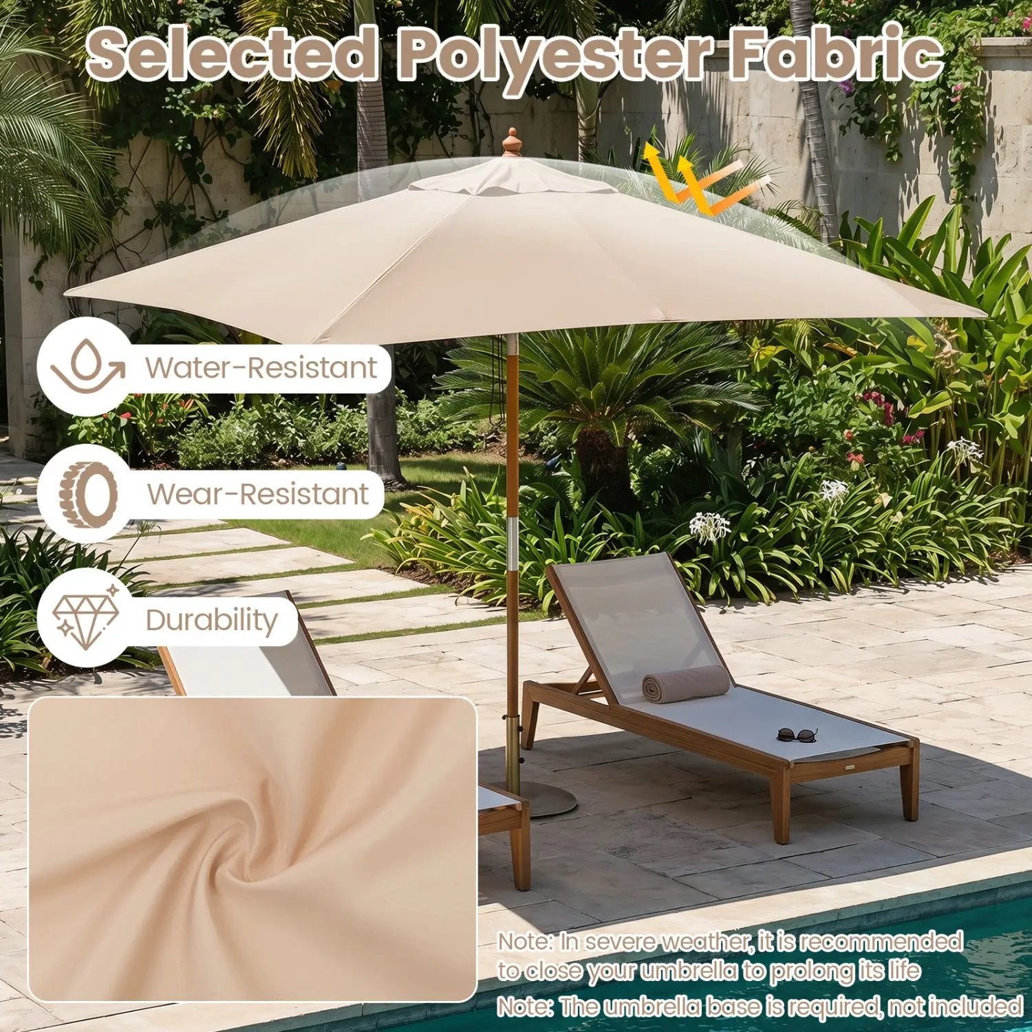 Rectangular Patio Umbrella 7ft with Adjustable Tilt by DirectDeals