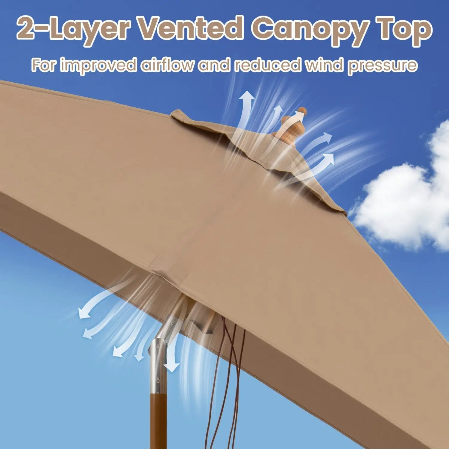 Rectangular Patio Umbrella 7ft with Adjustable Tilt by DirectDeals