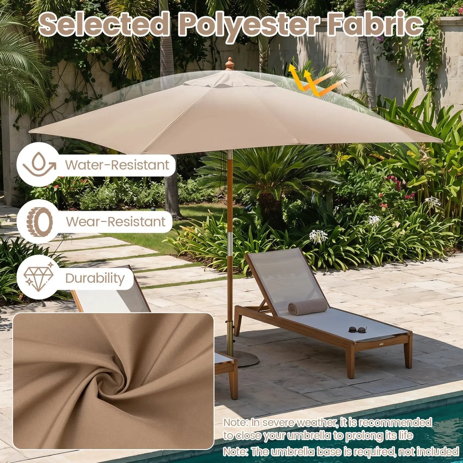 Rectangular Patio Umbrella 7ft with Adjustable Tilt by DirectDeals