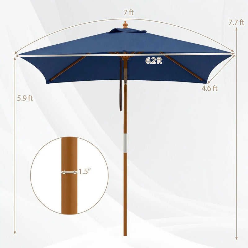 Rectangular Patio Umbrella 7ft with Adjustable Tilt by DirectDeals