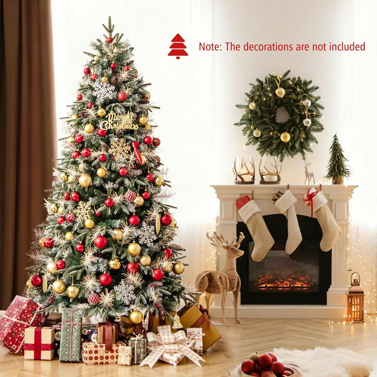 5 Feet Pre-Lit Artificial Christmas Tree with 8 Modes LED Lights with Berries by DirectDeals
