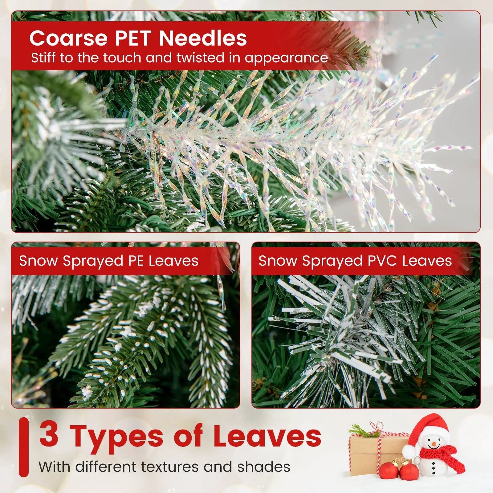 5 Feet Pre-Lit Artificial Christmas Tree with 8 Modes LED Lights with Berries by DirectDeals