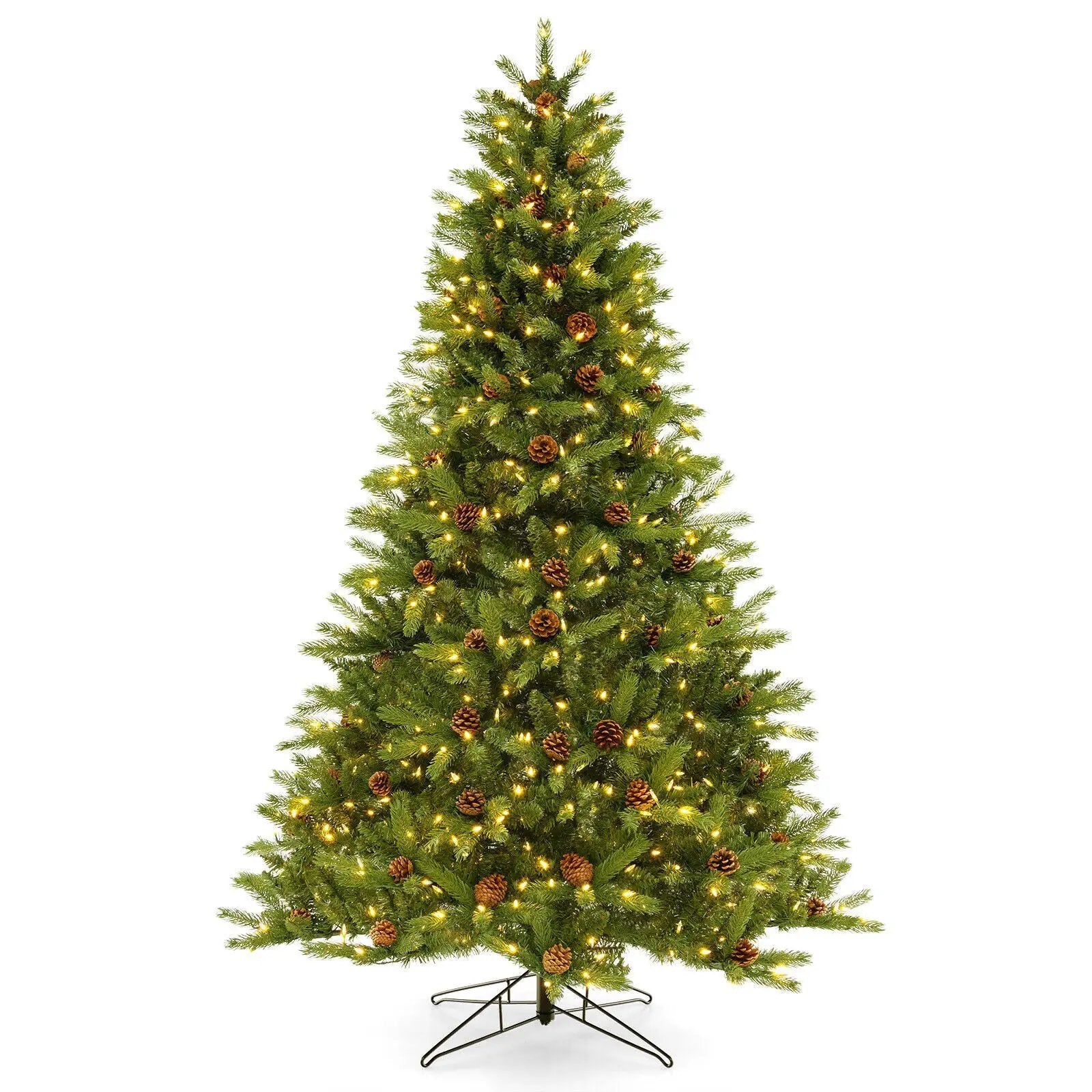 6/7 FT Artificial Christmas Tree with Pine Cones and Adjustable Brightness by DirectDeals