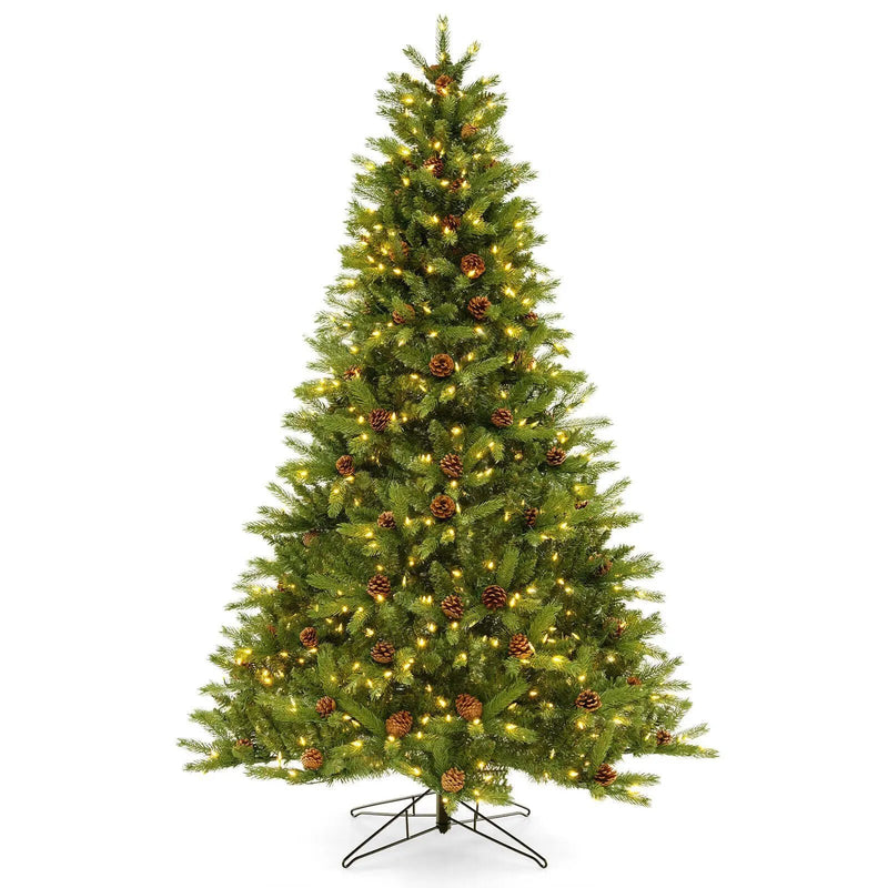 6/7 FT Artificial Christmas Tree with Pine Cones and Adjustable Brightness by DirectDeals