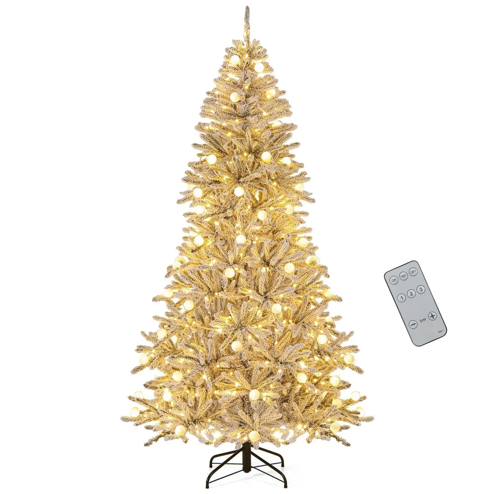 6 Feet Snow-flocked Artificial Christmas Tree Pre-lit Hinged with 81 Sphere Lights and Remote by DirectDeals