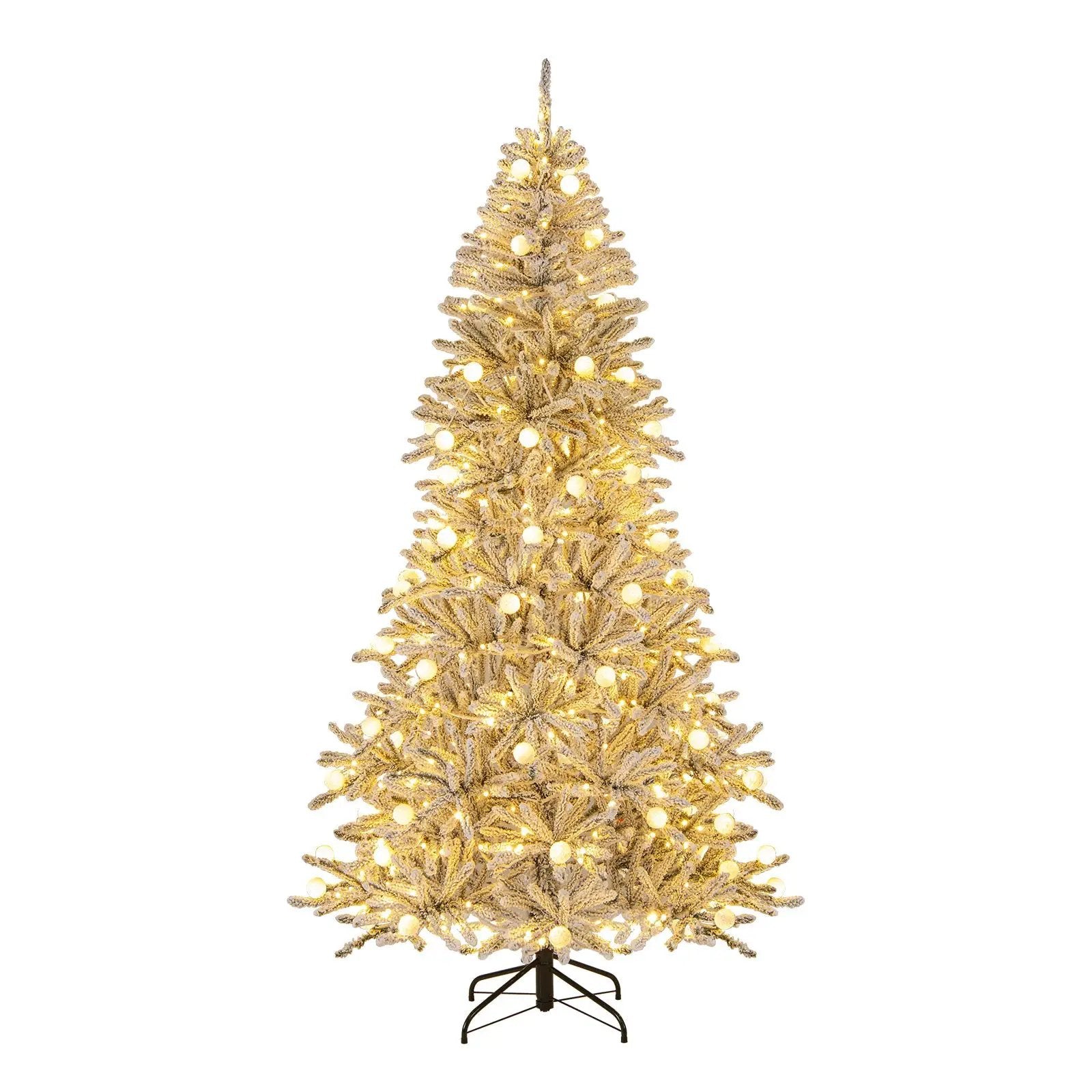 6 Feet Snow-flocked Artificial Christmas Tree Pre-lit Hinged with 81 Sphere Lights and Remote by DirectDeals