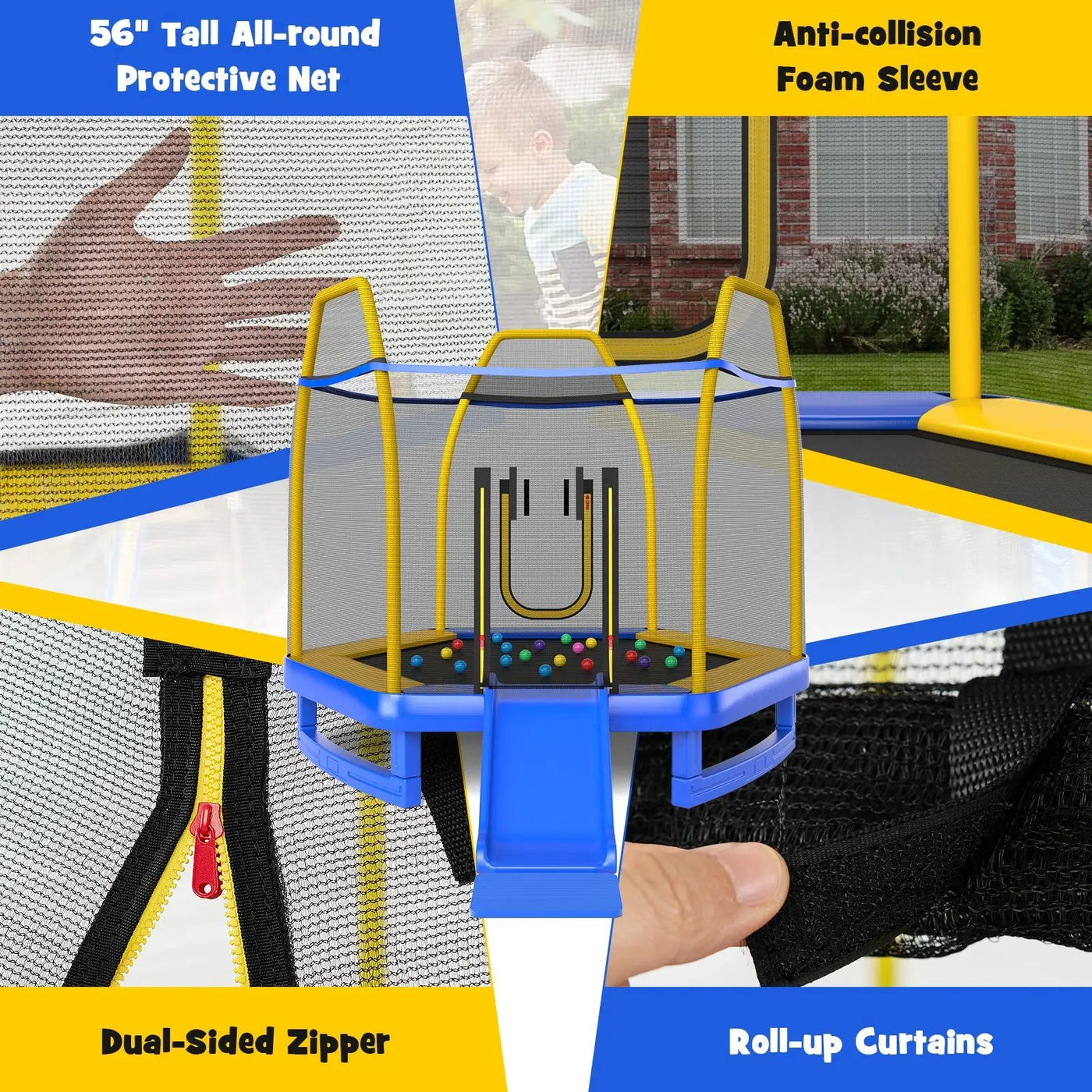 7 Feet Trampoline with Ladder and Slide for Indoor and Outdoor by DirectDeals