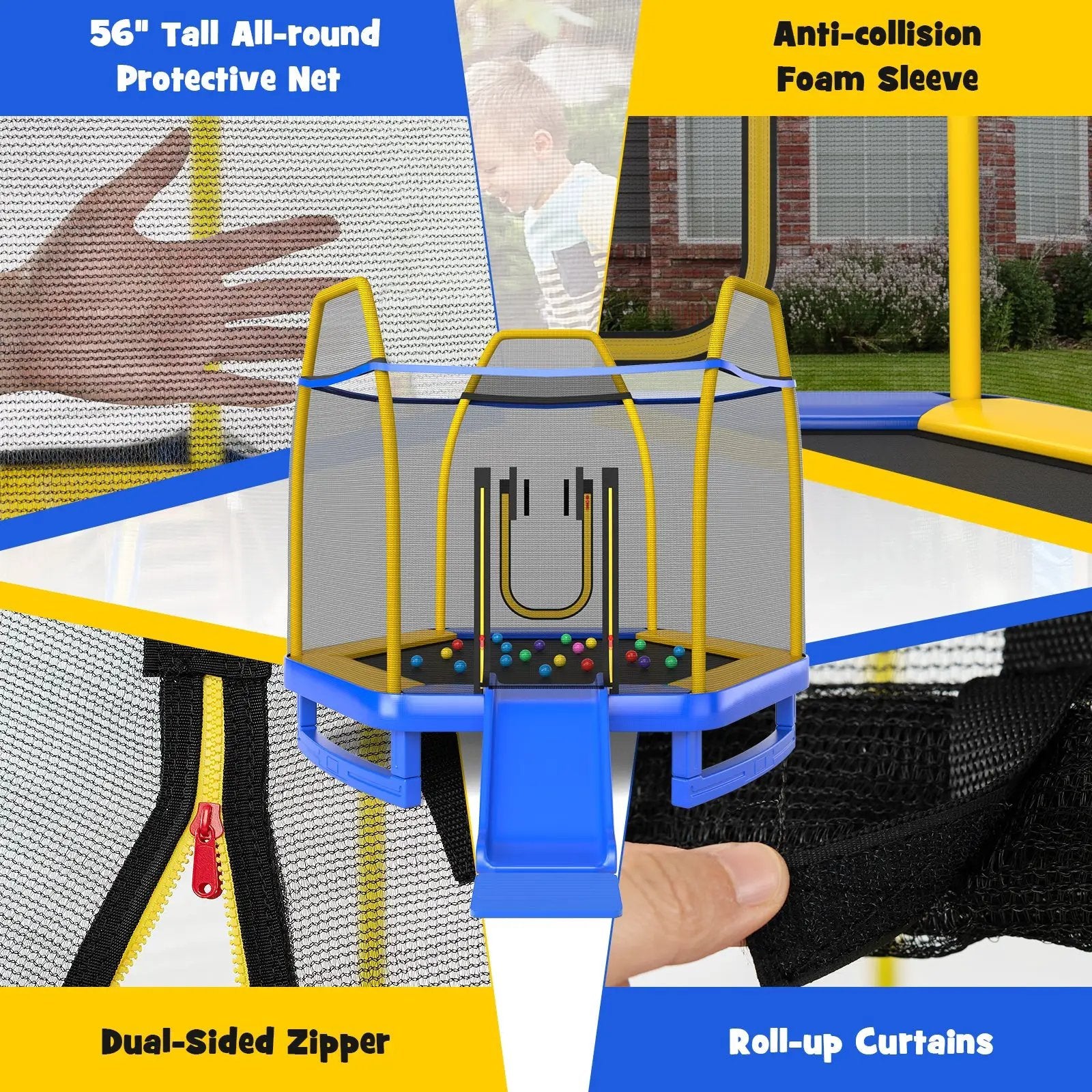 7 Feet Trampoline with Ladder and Slide for Indoor and Outdoor by DirectDeals