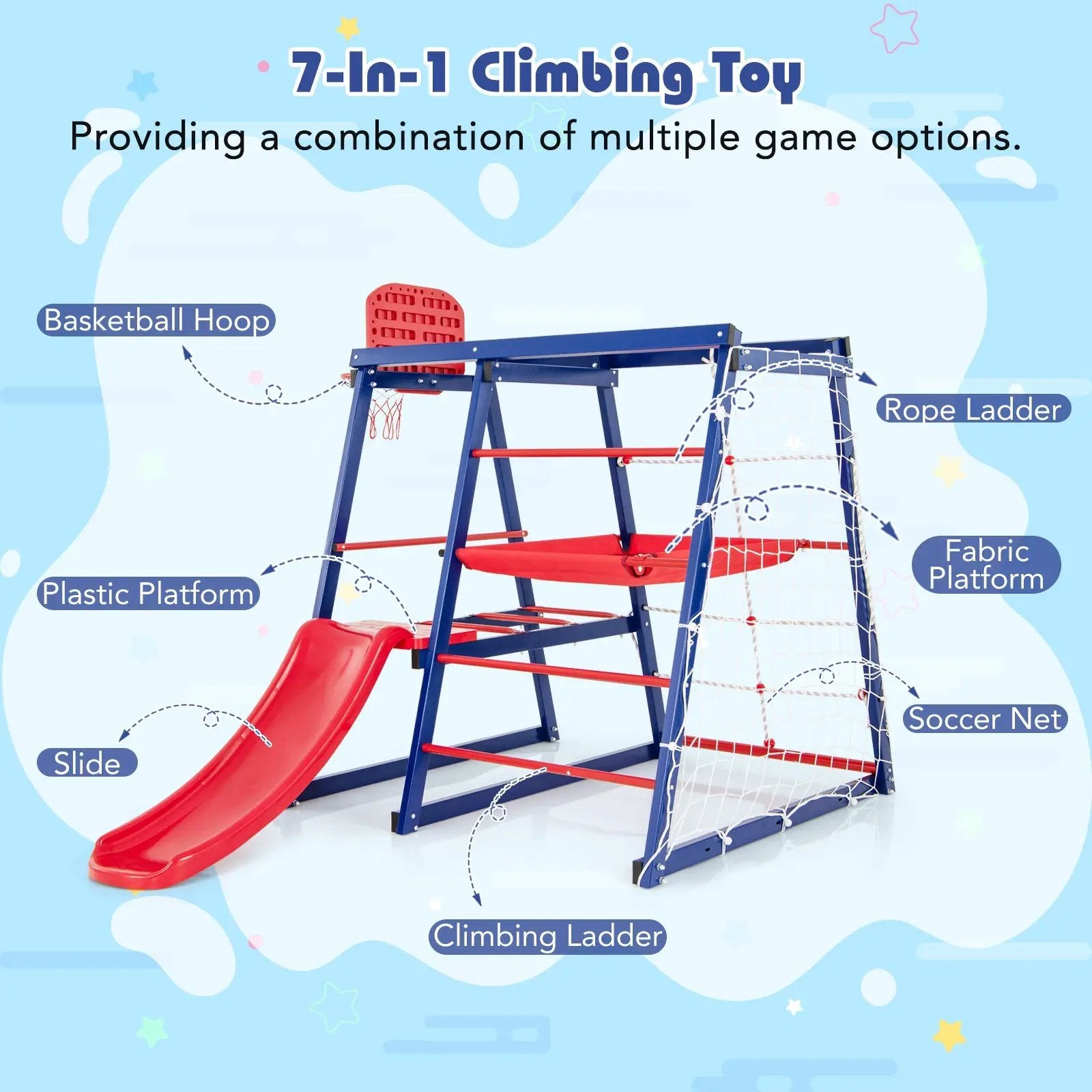 7-In-1 Metal Toddler Climbing Toys for 3-7 Years Old by DirectDeals