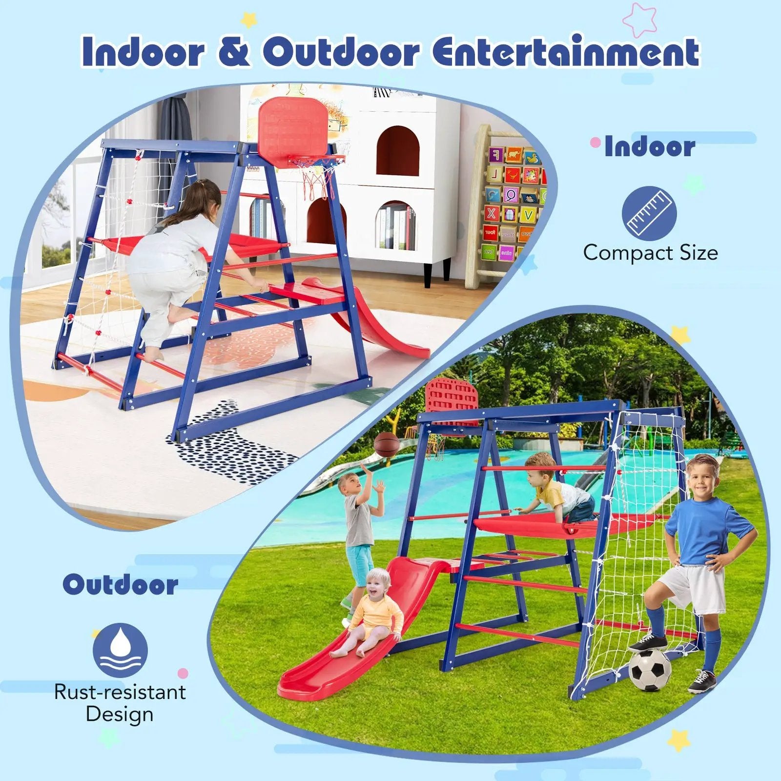 7-In-1 Metal Toddler Climbing Toys for 3-7 Years Old by DirectDeals
