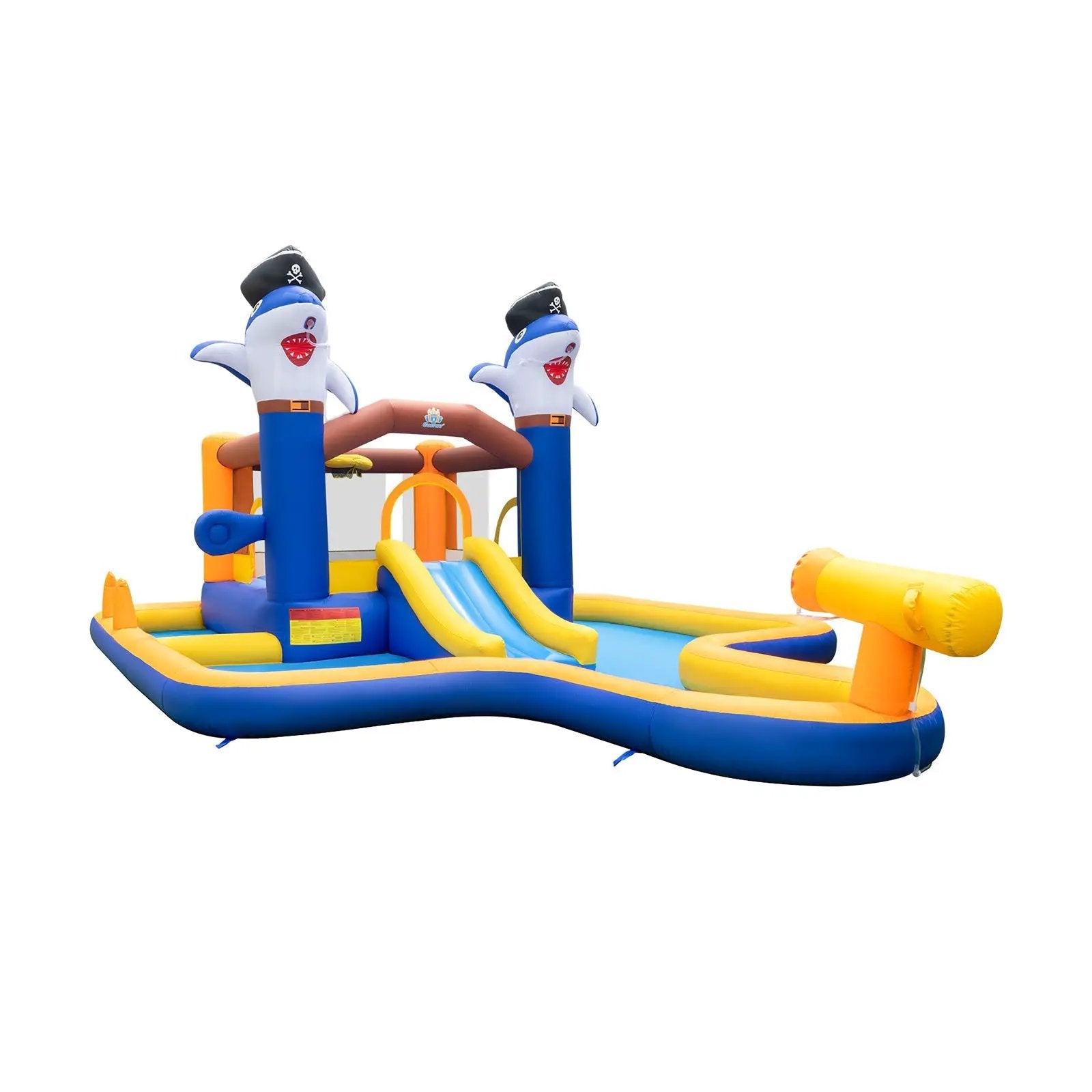 7-In-1 Water Slide Park with Splash Pool and Water Cannon with 680W Blower by DirectDeals