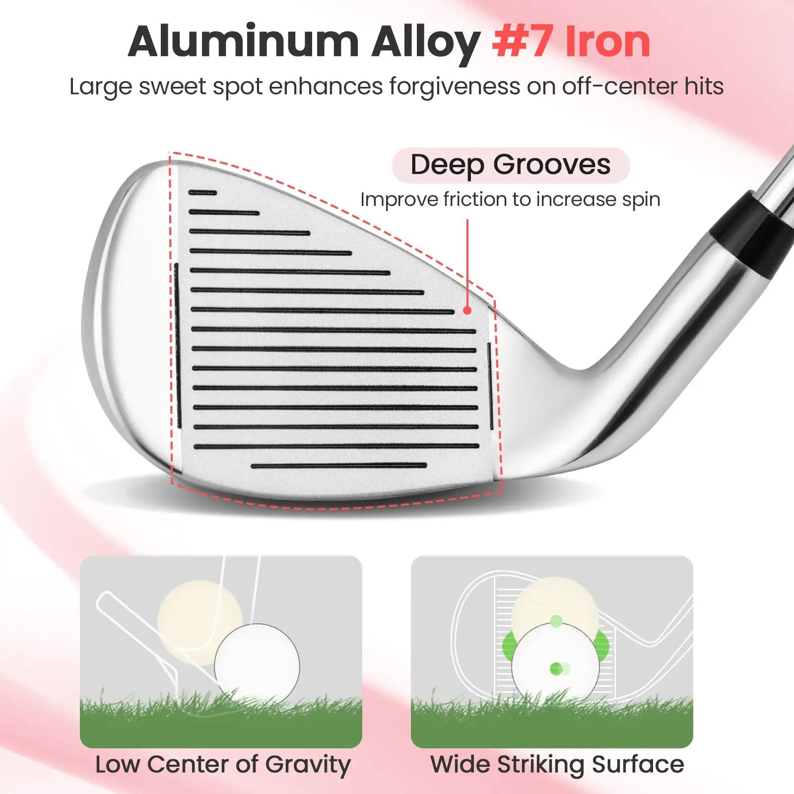 #7 Iron Single Golf Club for Women with Graphite Shaft and Headcover by DirectDeals