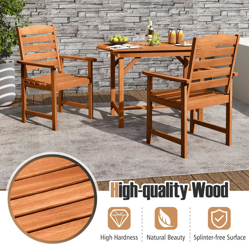 7 Pcs Outdoor Dining Set Teak Oil Finish Slatted Rectangular Dining Table and 6 Armchairs by DirectDeals