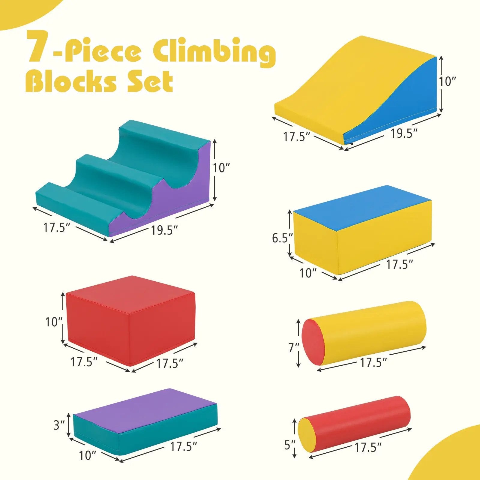 7-Piece Foam Blocks for Toddlers Soft Climbing Toys Indoor Play for Babies by DirectDeals