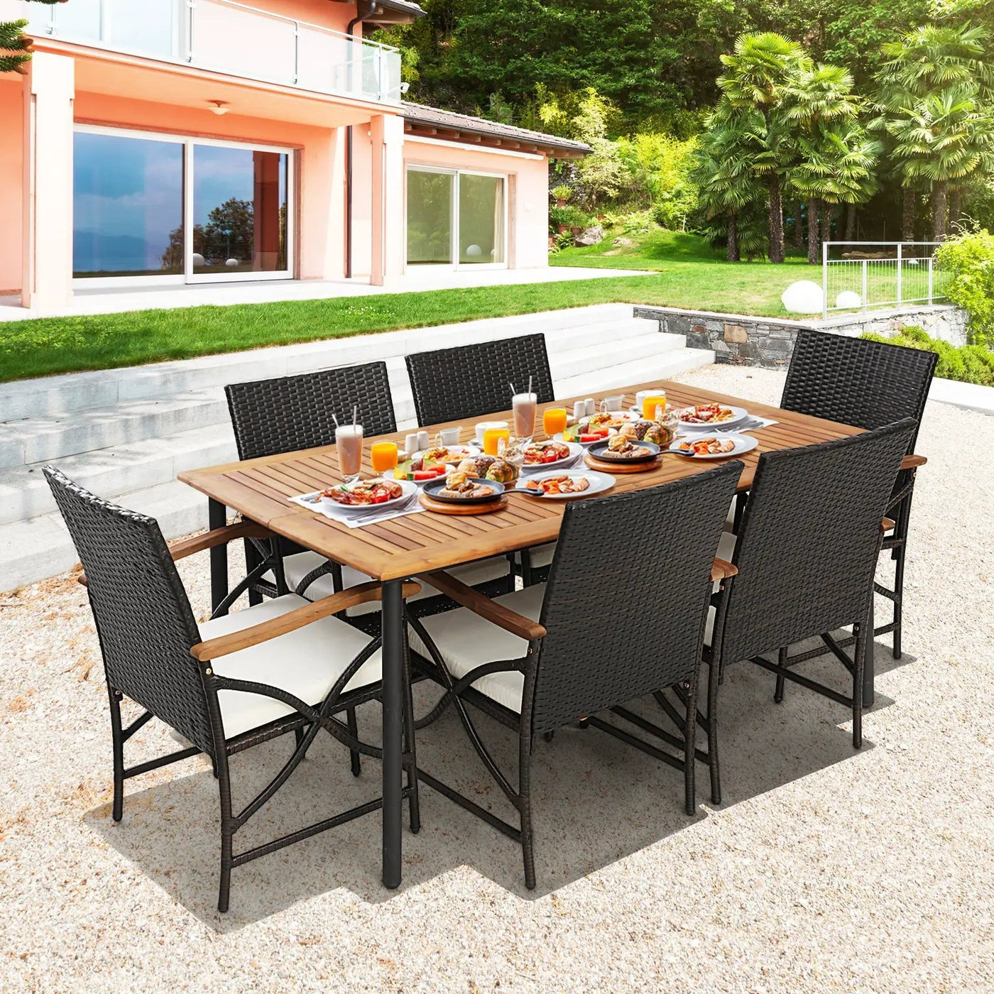 5/7-Piece Outdoor Dining Set with Acacia Wood Table by DirectDeals