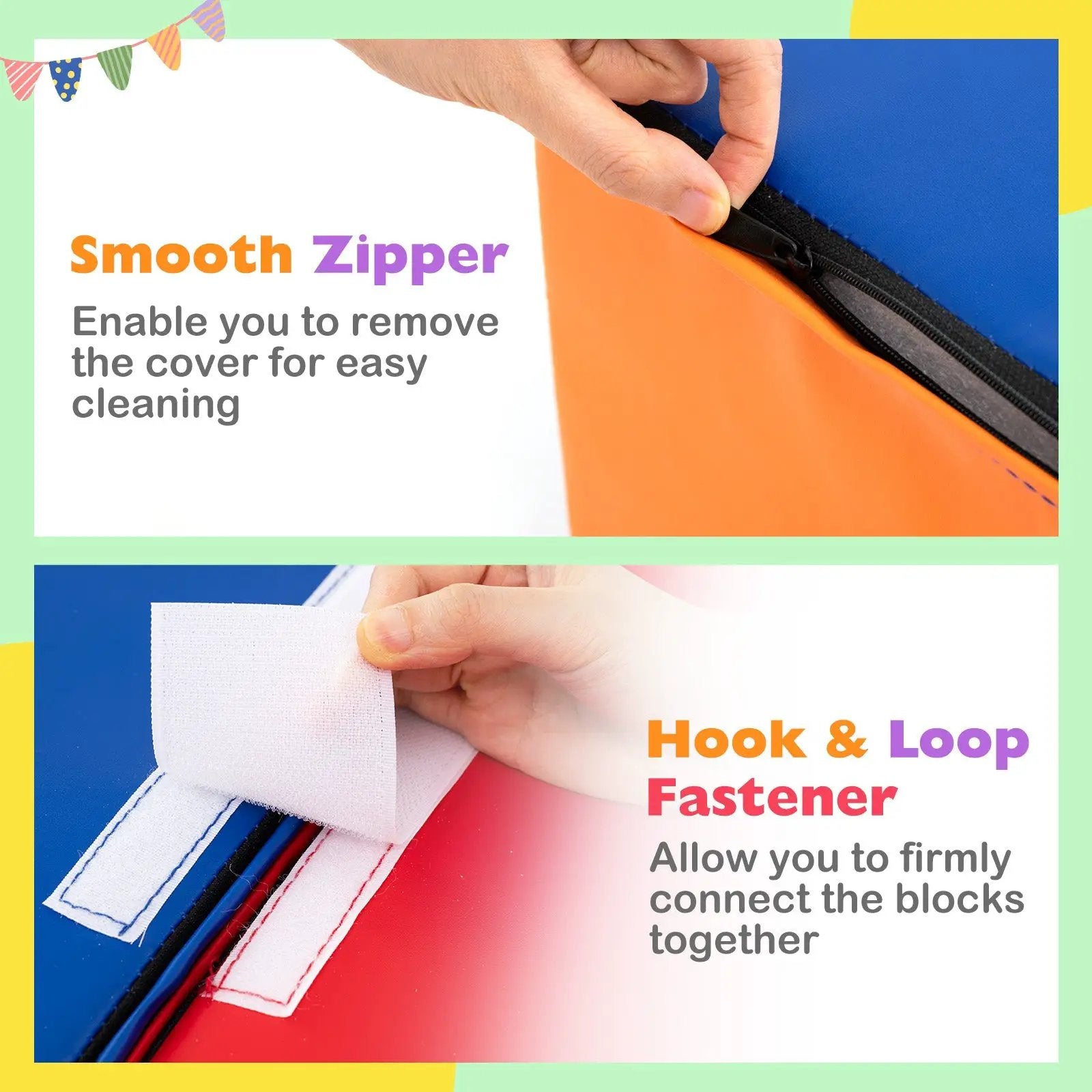 7-Piece Soft Foam Toddler Climbing Blocks Set PU Leather for 1+ Year Old by DirectDeals