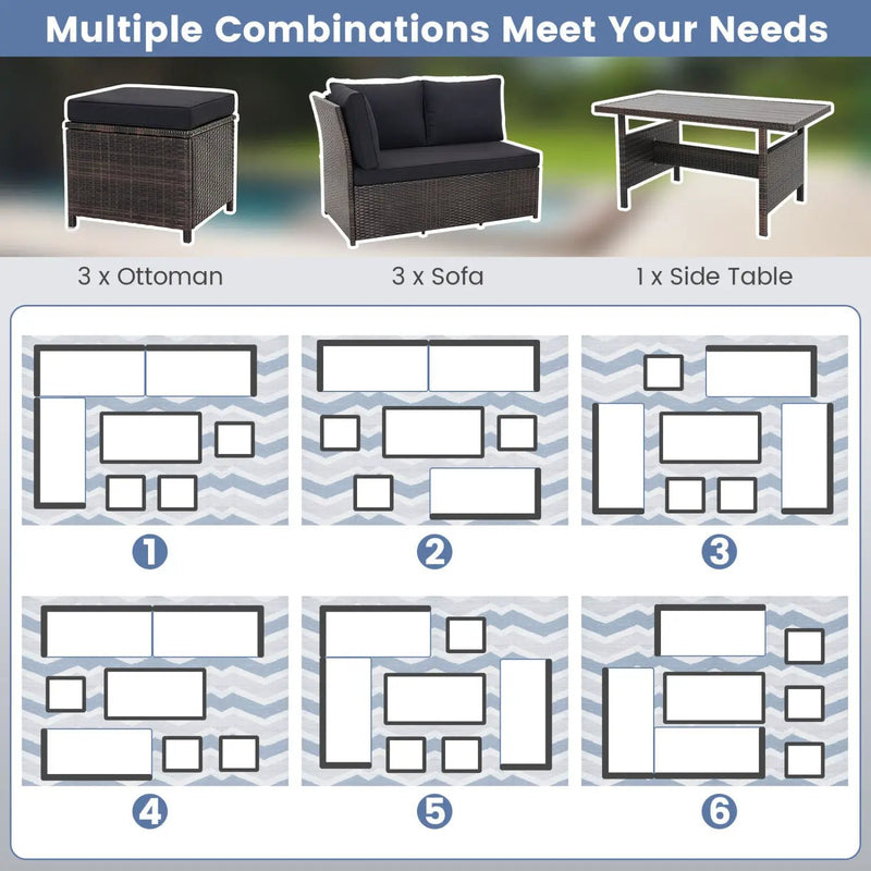 7-Piece Wicker Patio Furniture Set with Cushions by DirectDeals