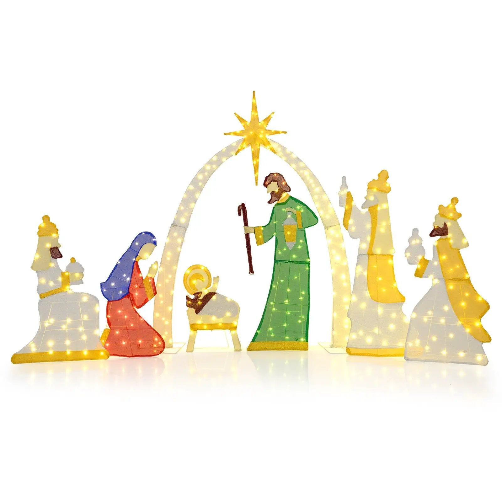 7 Pieces Lighted Nativity Scene with 310 Warm White LED Lights by DirectDeals
