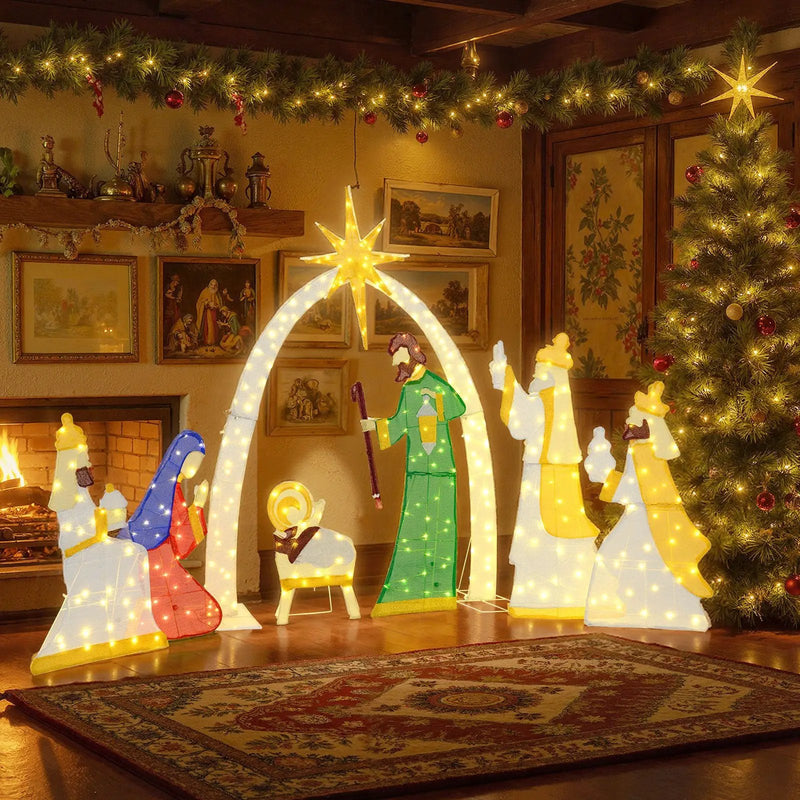 7 Pieces Lighted Nativity Scene with 310 Warm White LED Lights by DirectDeals