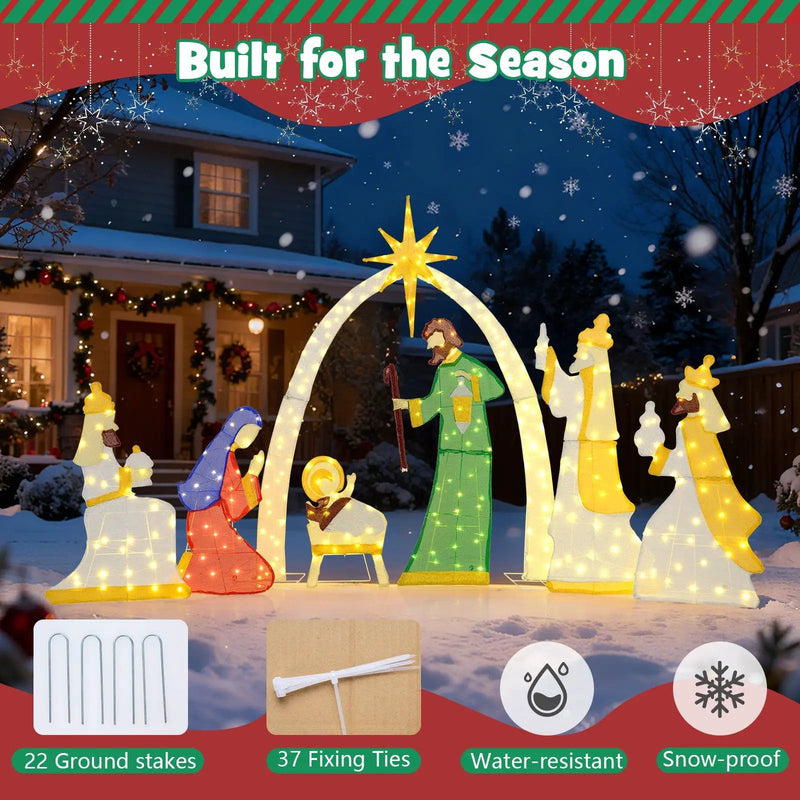 7 Pieces Lighted Nativity Scene with 310 Warm White LED Lights by DirectDeals