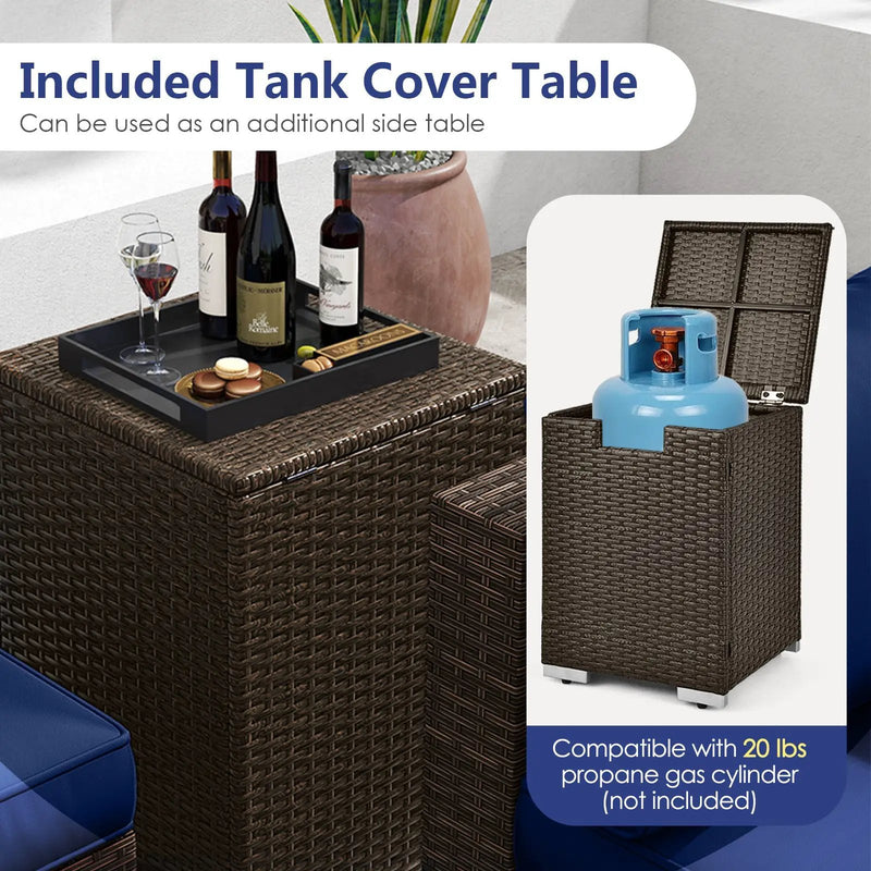 7 Pieces Outdoor Furniture Set with 32 Inch Fire Pit Table and Propane Tank Cover by DirectDeals
