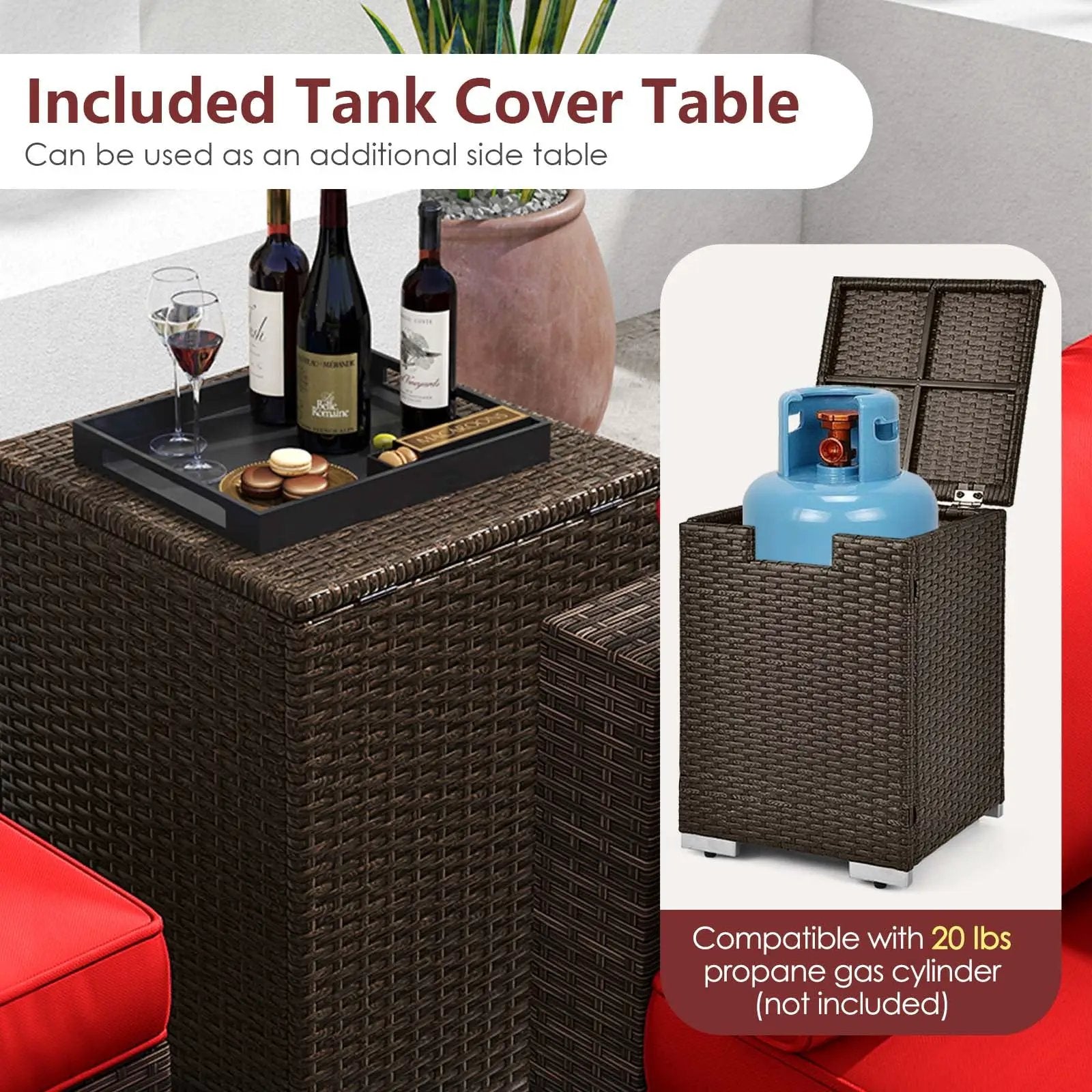 7 Pieces Outdoor Furniture Set with 32 Inch Fire Pit Table and Propane Tank Cover by DirectDeals