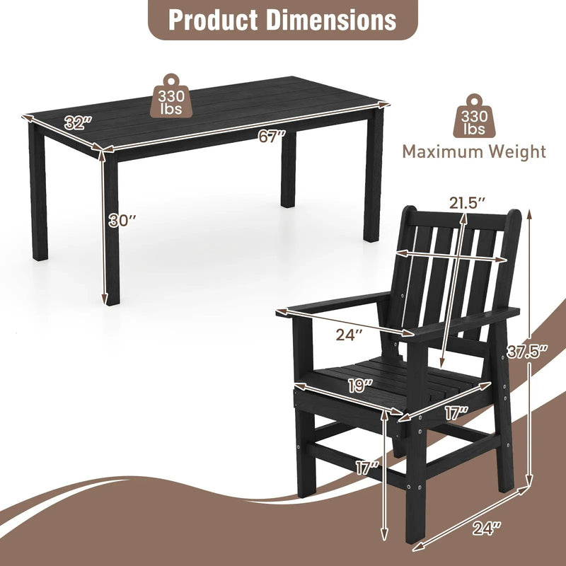7 Pieces Patio Dining Set Outdoor HDPE Weather Resistant Table and Chairs Set by DirectDeals