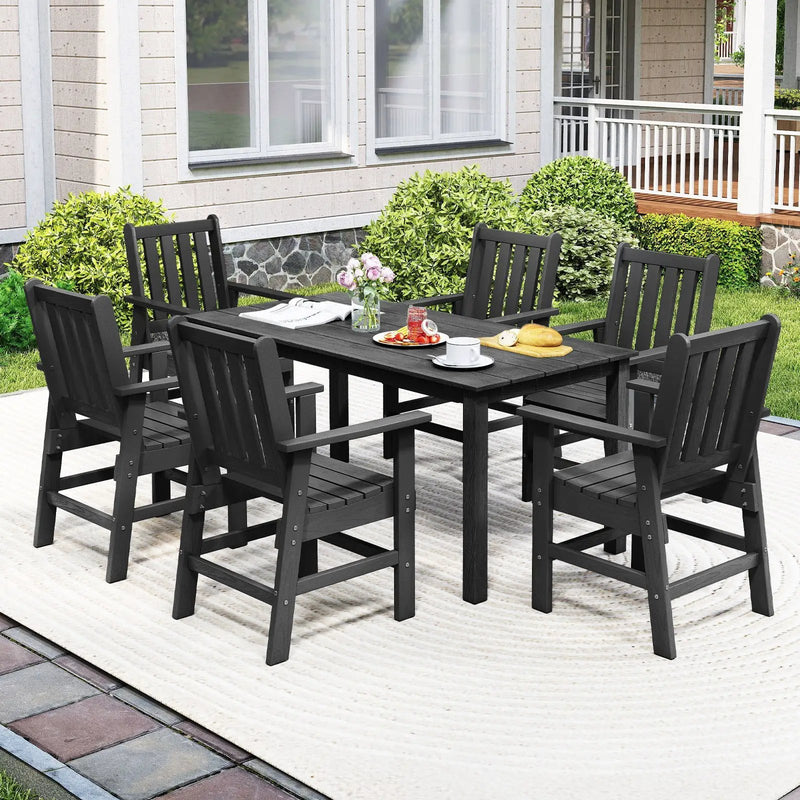 7 Pieces Patio Dining Set Outdoor HDPE Weather Resistant Table and Chairs Set by DirectDeals