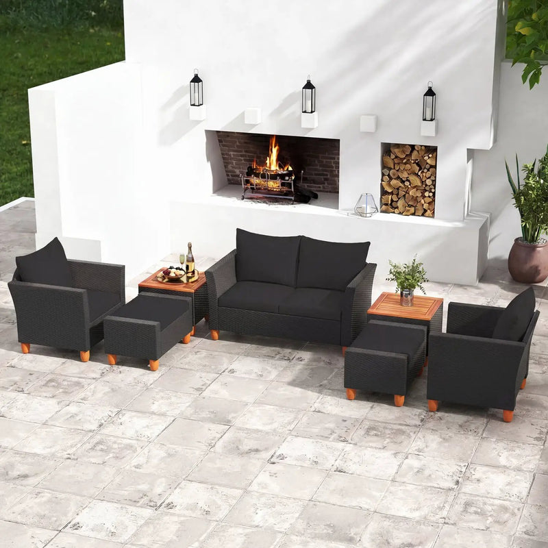 7-Piece Patio Conversation Set with Storage Table & Cushions by DirectDeals