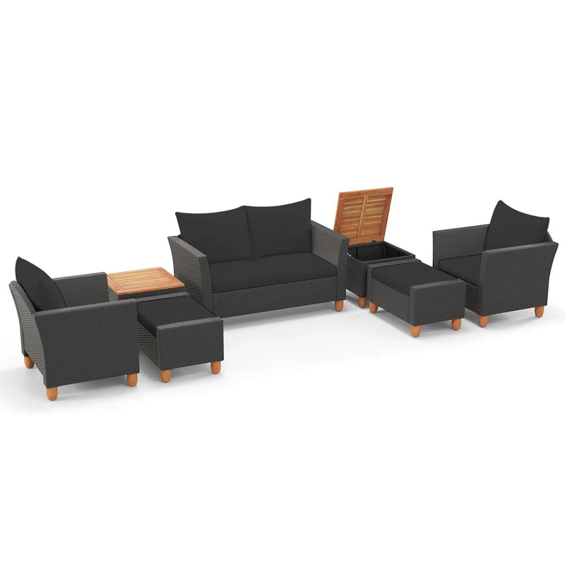 7-Piece Patio Conversation Set with Storage Table & Cushions by DirectDeals