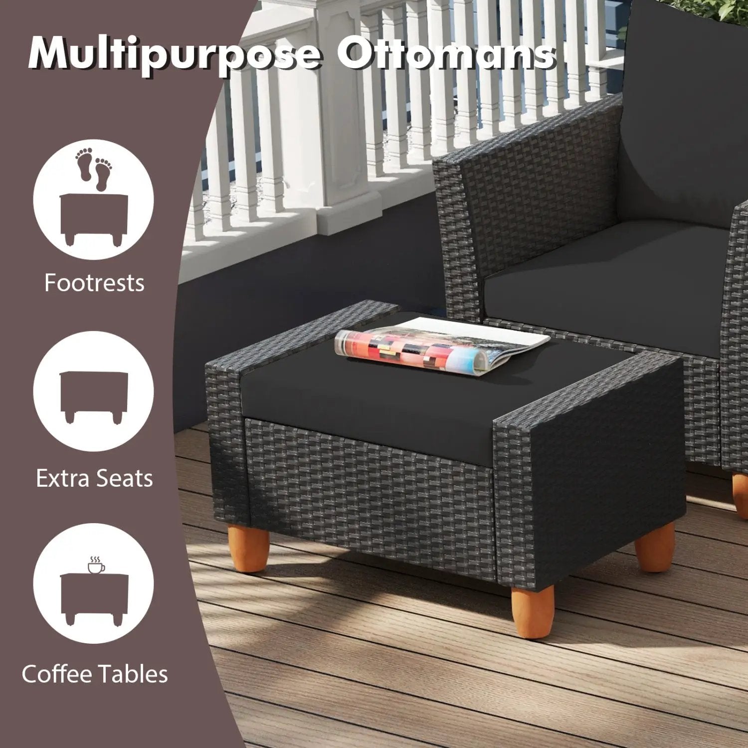 7-Piece Patio Conversation Set with Storage Table & Cushions by DirectDeals