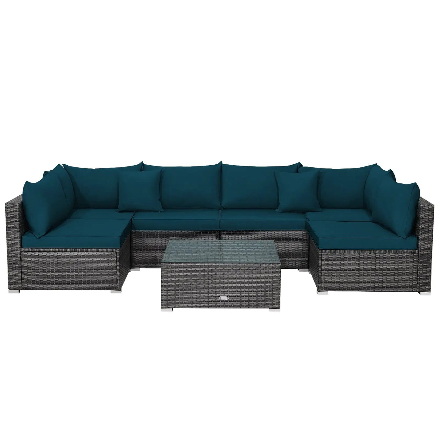 7 Pieces Patio Rattan Furniture Set Sectional Sofa Garden Cushion by DirectDeals
