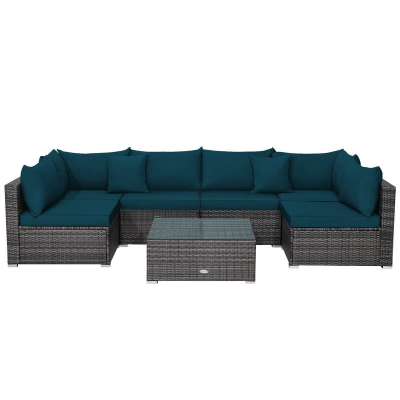 7 Pieces Patio Rattan Furniture Set Sectional Sofa Garden Cushion by DirectDeals