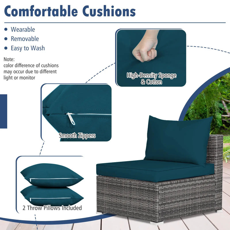 7 Pieces Patio Rattan Furniture Set Sectional Sofa Garden Cushion by DirectDeals