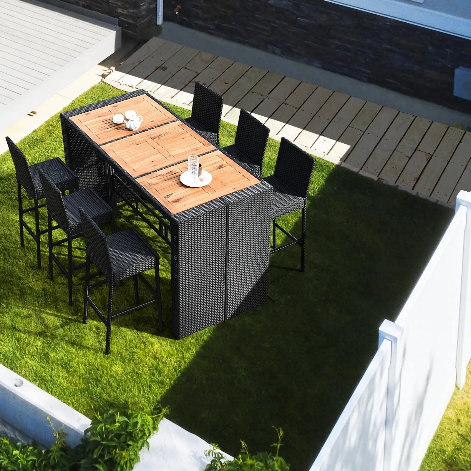 7 Pieces Patio Rattan Wicker Dining Furniture Set by DirectDeals