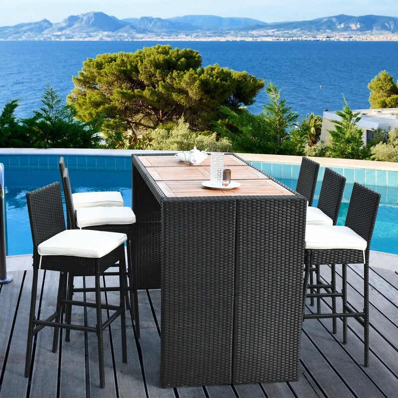 7 Pieces Patio Rattan Wicker Dining Furniture Set by DirectDeals