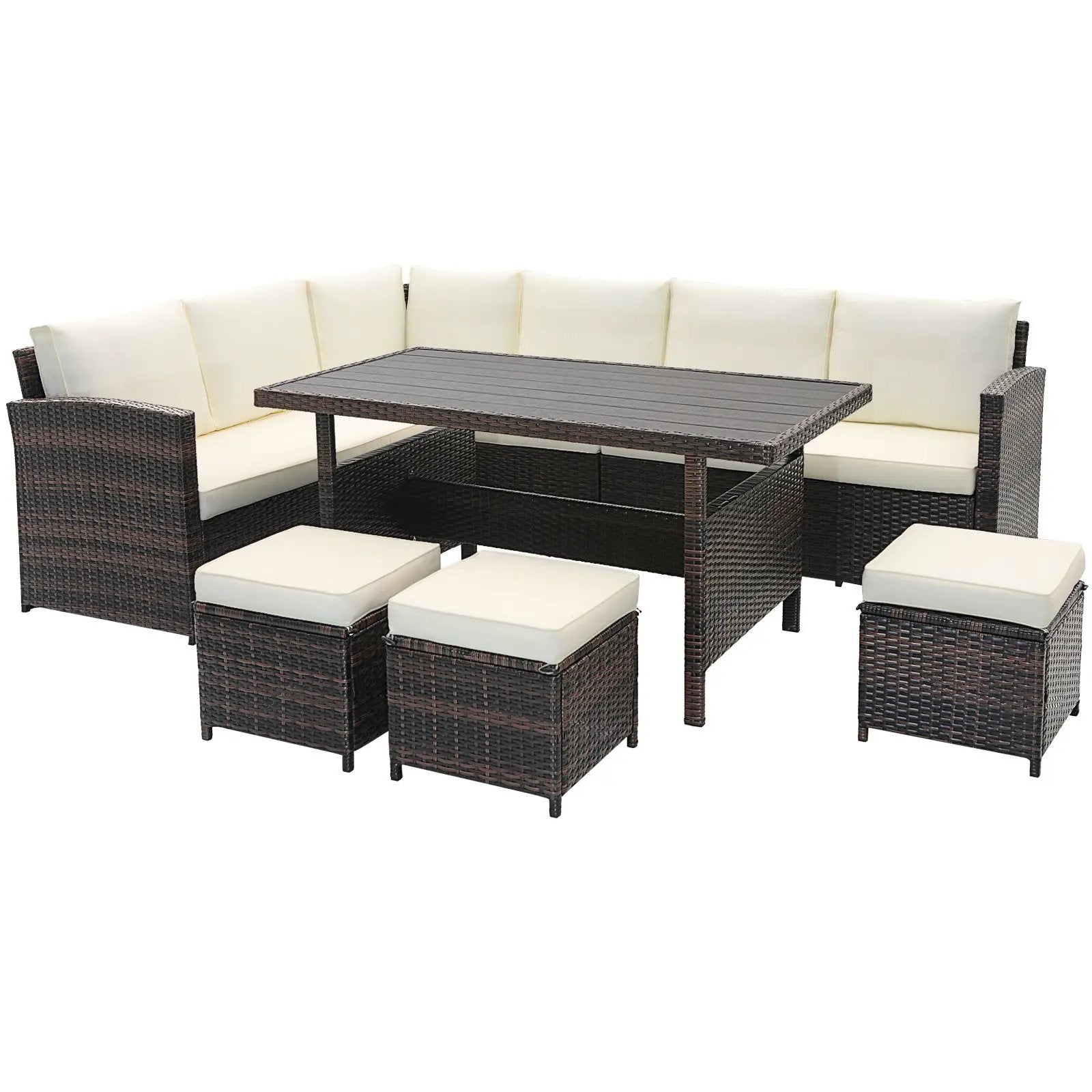 7 Pieces Wicker Patio Furniture Set-White by DirectDeals
