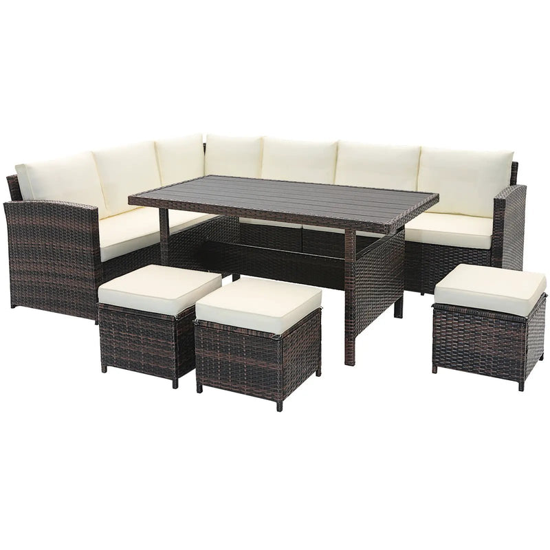 7 Pieces Wicker Patio Furniture Set-White by DirectDeals