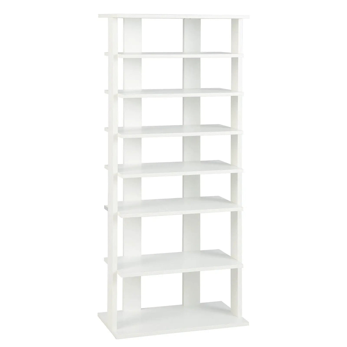 7-Tier Dual Shoe Rack Free Standing Shelves Storage Shelves Concise-Black by DirectDeals
