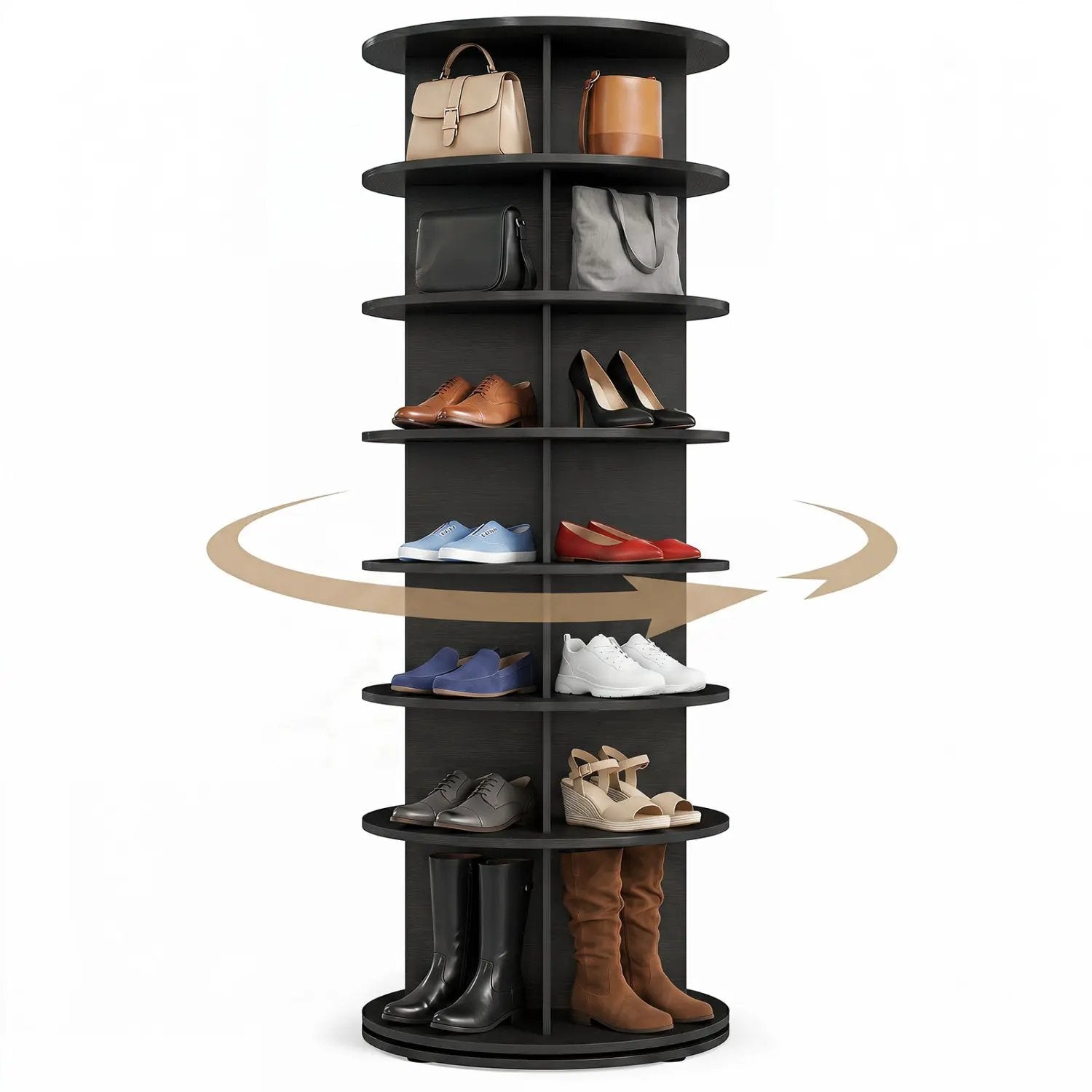 7-Tier Rotating Shoe Rack Tower with 360° Spin - White by DirectDeals