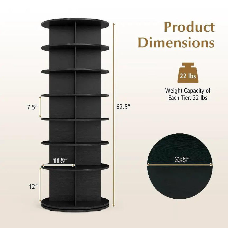 7-Tier Rotating Shoe Rack Tower with 360° Spin - White by DirectDeals