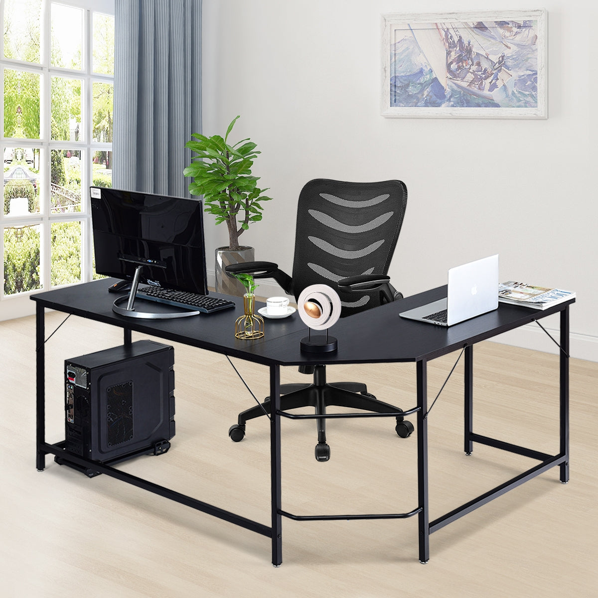 L Shaped Desk Corner Computer Desk PC Laptop Gaming Table Workstation by DirectDeals