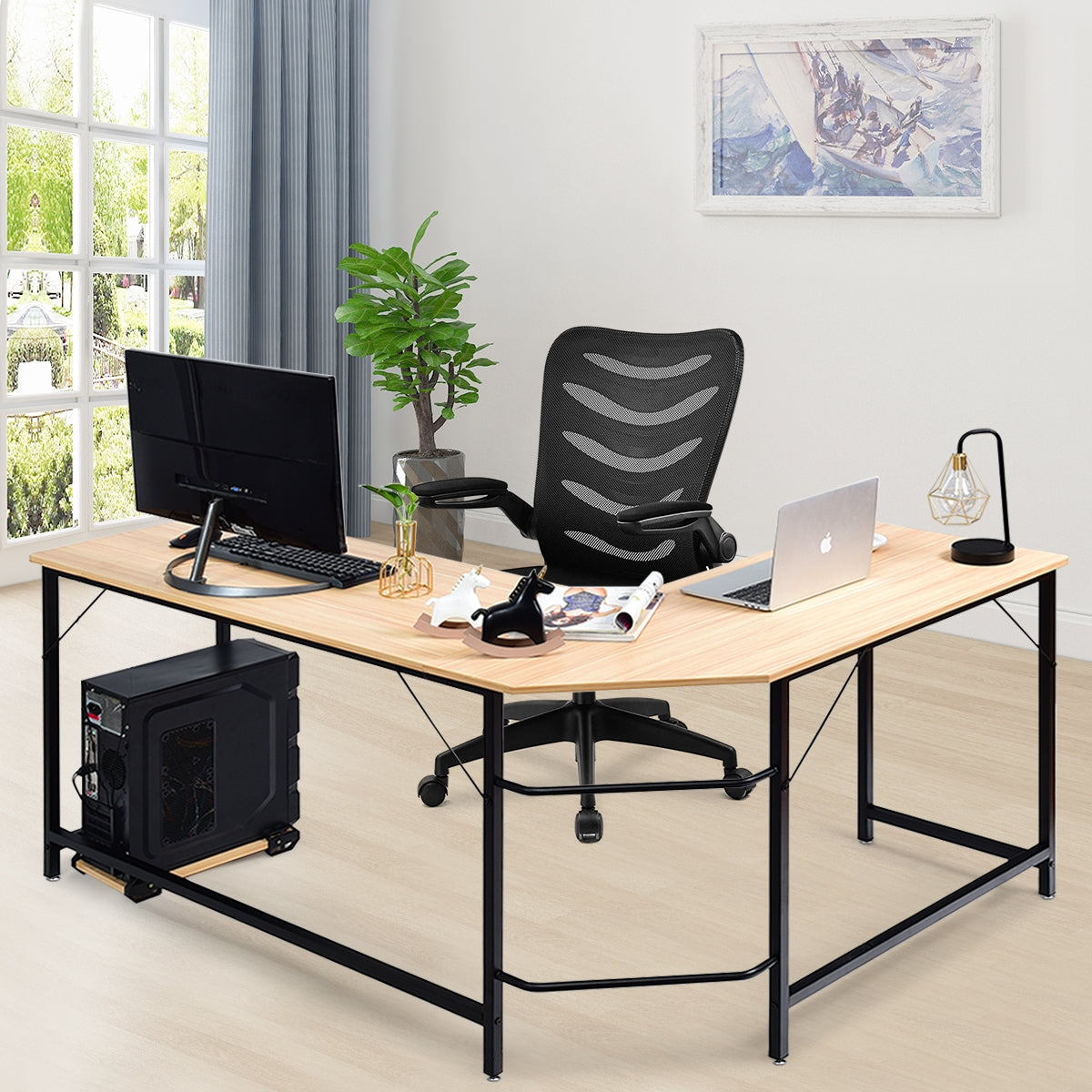 L Shaped Desk Corner Computer Desk PC Laptop Gaming Table Workstation by DirectDeals